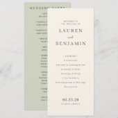 Elegante Cremefarbene Minimalistische Hochzeitszer Programm (Vorne/Hinten)