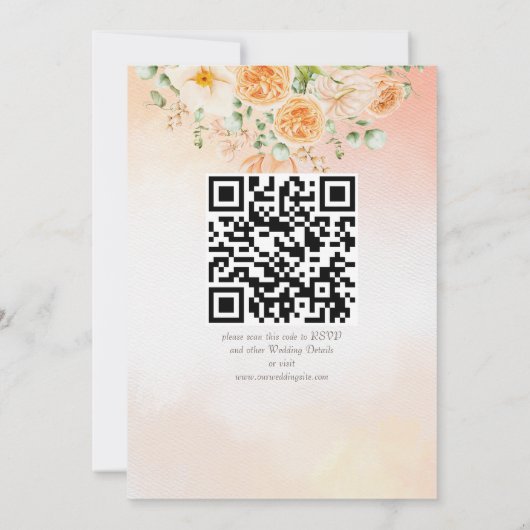 Elegante cremefarbene pfirsichfarbene Blume Einladung (Rückseite)