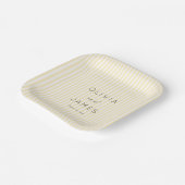 Elegante cremefarbene Streifen Pappteller (Gewinkelt)