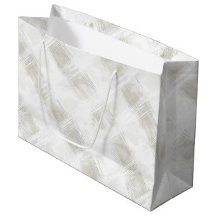 Elegante Cremeweiße Streifen Hochzeit Große Geschenktüte