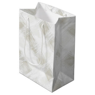 Elegante Cremeweiße Streifen Hochzeit Mittlere Geschenktüte