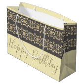 Elegante, cremige Beige mit Taupe Große Geschenktüte (Rückseite Schrägansicht)