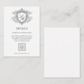 Elegante Crest-Monogramm-Karte mit florierendem De Begleitkarte (Vorne/Hinten)
