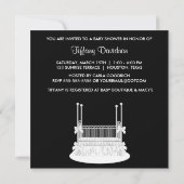 Elegante Crib Schwarz-weiß Baby Dusche Einladung (Rückseite)