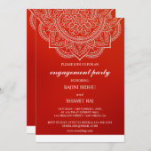 Elegante Crimson Paisley Indianereinsatzpartei Einladung (Vorne/Hinten)