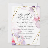 Elegante Crimson Pink und Lilac Fluid Watercolor Einladung (Vorderseite)