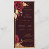 Elegante Crimson Red and Gold Wedding Programm (Rückseite)