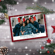 Elegante Crimson Red Christmas Gruß mit Foto