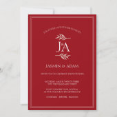 Elegante Crimson Red Classic Monogram Wedding Einladung (Vorderseite)