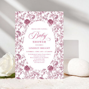Elegante Crimson-Rosen-Muster-Baby-Shower-Einladun Einladung