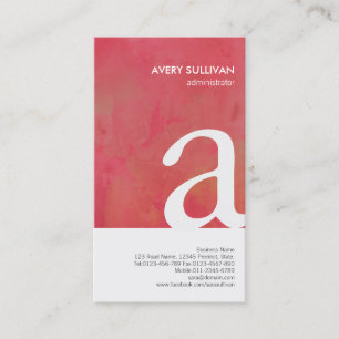 Elegante Crimson Watercolor Monogram Business Card Visitenkarte