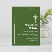 Elegante Cross-Baptim-Einladung | Moderner Minimal Einladung (Stehend Vorderseite)