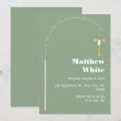 Elegante Cross-Baptim-Einladung | Moderner Minimal Einladung (Vorne/Hinten)