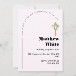 Elegante Cross-Baptim-Einladung | Moderner Minimal Einladung