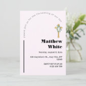 Elegante Cross-Baptim-Einladung | Moderner Minimal Einladung (Stehend Vorderseite)