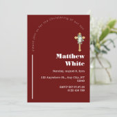 Elegante Cross-Baptim-Einladung | Moderner Minimal Einladung (Stehend Vorderseite)