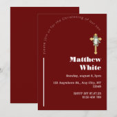 Elegante Cross-Baptim-Einladung | Moderner Minimal Einladung (Vorne/Hinten)