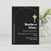 Elegante Cross-Baptim-Einladung | Moderner Minimal Einladung (Stehend Vorderseite)