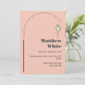 Elegante Cross-Baptim-Einladung | Moderner Minimal Einladung (Stehend Vorderseite)