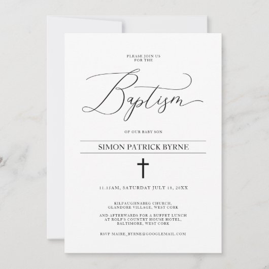 Elegante Cross-Baptiskampagne Ankündigung Junge od (Vorderseite)