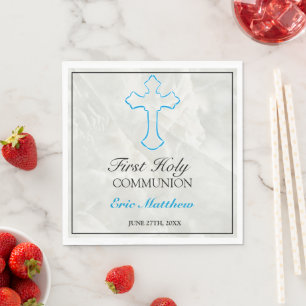 Elegante Cross Boys First Communion Serviette