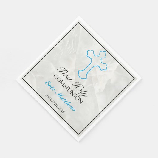 Elegante Cross Boys First Communion Serviette (Ecke)