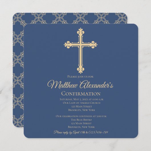 Elegante Cross-Confirmation Einladung (Vorne/Hinten)