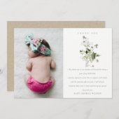 Elegante Cross Lila Wildblume Blumentaufen Dankeskarte (Vorne/Hinten)