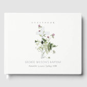 Elegante Cross Lila Wildblume Blumentaufen Gästebuch (Vorderseite)