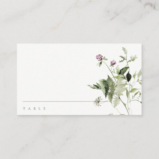Elegante Cross Lila Wildblume Blumentaufen Platzkarte (Rückseite)