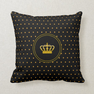 Elegante Crown & Small Gold Polka Punkte auf schwa Kissen