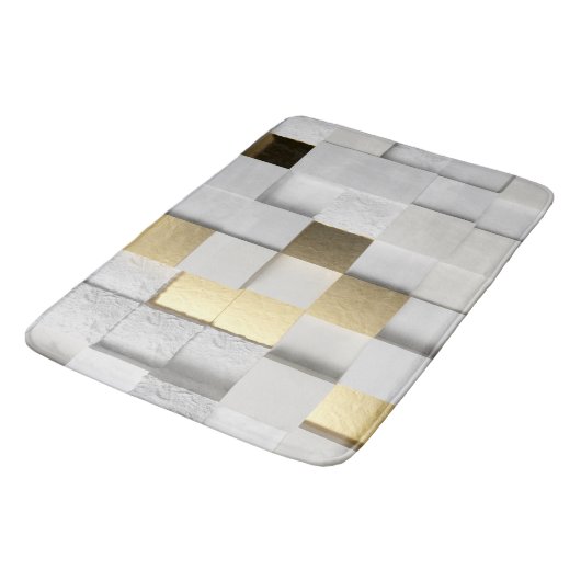 Elegante Cube wall 3D Art - weiß und gold Badematte (Schrägansicht)