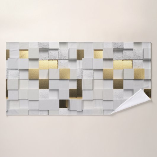 Elegante Cube wall 3D Art-White und Gold Badehandtuch (Badehandtuch)