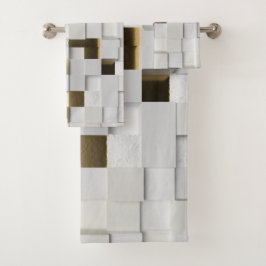 Elegante Cube wall 3D Art-White und Gold Badhandtuch Set