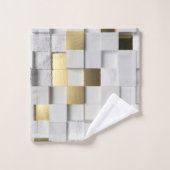 Elegante Cube wall 3D Art-White und Gold Badhandtuch Set (Waschlappen)