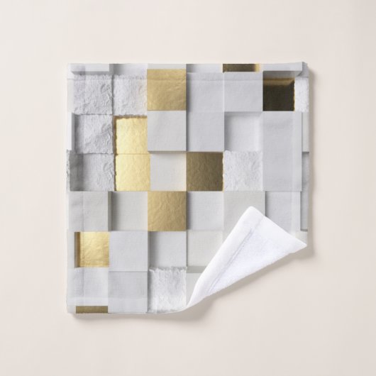 Elegante Cube wall 3D Art-White und Gold Badhandtuch Set (Waschlappen)
