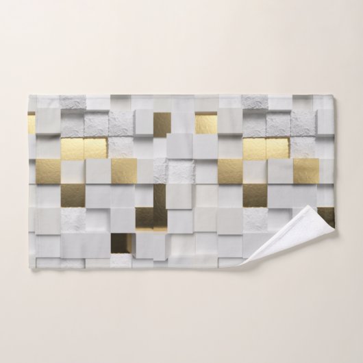 Elegante Cube wall 3D Art-White und Gold Badhandtuch Set (Handtuch)