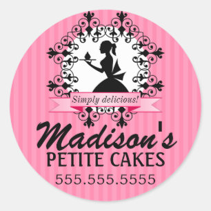 Elegante Cupcake Bäckerei Lady Silhouette Box Sieg Runder Aufkleber