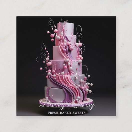 Elegante Cupcake Bäckerei Süßigkeiten Quadratische Visitenkarte (Vorderseite)