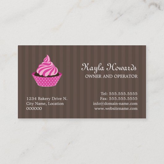 Elegante Cupcake Bäckerei Visitenkarte (Rückseite)