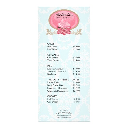 Elegante Cupcake Bakery Rack Card Werbekarte (Vorne)