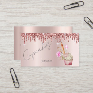 Elegante Cupcake Bakery Tools Rose Gold Tropfen Visitenkarte