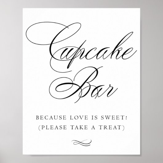 Elegante Cupcake Bar Black Calligraphy | Chic Tabl Poster (Vorne)