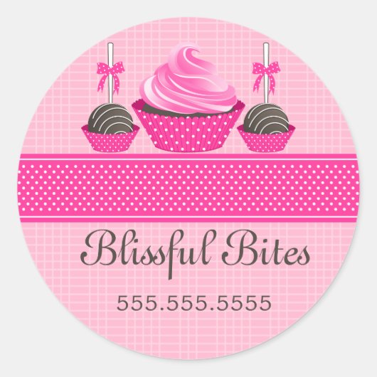 Elegante Cupcake Cake Pops Bäckerei Box Siegel Runder Aufkleber (Vorderseite)