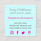 Elegante Cupcake Cake Pops Wirbel Quadratische Visitenkarte (Rückseite)