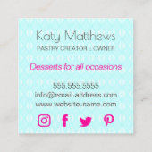 Elegante Cupcake Cake Pops Wirbel Quadratische Visitenkarte (Rückseite)