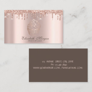 Elegante Cupcake Rose Gold Töpfchen Bäckerei Visitenkarte