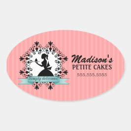 Elegante Cupcake Silhouette Bäckerei Box Siegel Ovaler Aufkleber