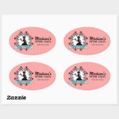 Elegante Cupcake Silhouette Bäckerei Box Siegel Ovaler Aufkleber (Blatt)