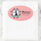 Elegante Cupcake Silhouette Bäckerei Box Siegel Ovaler Aufkleber (Tasche)
